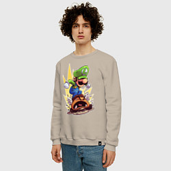 Свитшот хлопковый мужской Angry Luigi, цвет: миндальный — фото 2
