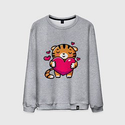 Мужской свитшот Милый тигренок с сердечком
