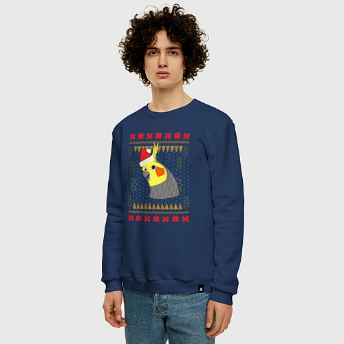 Мужской свитшот Рождественский свитер Корелла / Тёмно-синий – фото 3