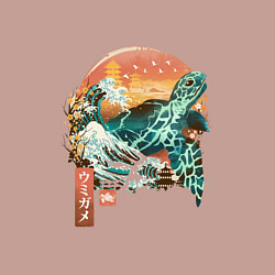 Свитшот хлопковый мужской Черепаха Япония, цвет: пыльно-розовый — фото 2