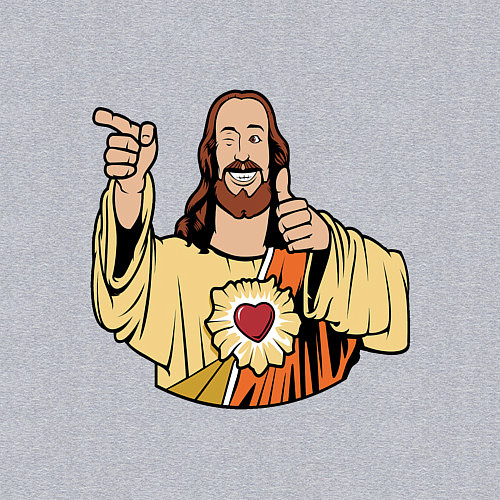 Мужской свитшот Dogma - smile Jesus like / Меланж – фото 3