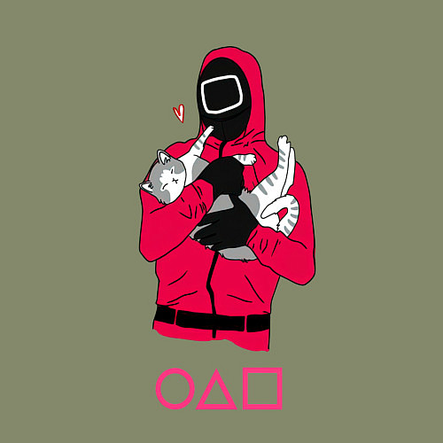 Мужской свитшот Игра в кальмара - милый котик / Авокадо – фото 3