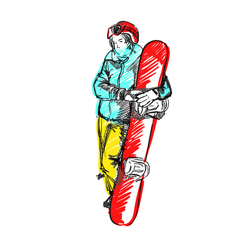 Мужской свитшот Сноубордистка в Шерегеше / Белый – фото 3