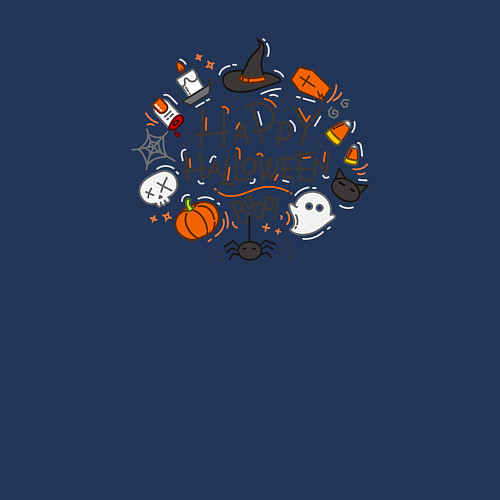 Мужской свитшот Happy Halloween! Boooo!!! / Тёмно-синий – фото 3