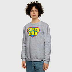 Свитшот хлопковый мужской Супер отец, цвет: меланж — фото 2