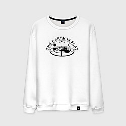 Свитшот хлопковый мужской The earth is flat, цвет: белый