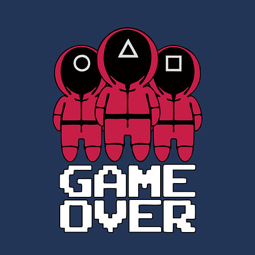 Мужской свитшот ИГРА В КАЛЬМАРА КОНЕЦ ИГРЫ SQUID GAME GAME OVER / Тёмно-синий – фото 3