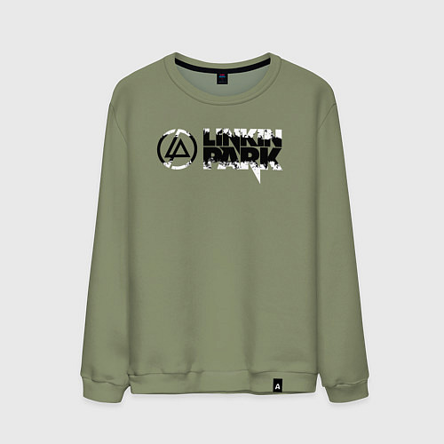 Мужской свитшот Линкин Парк Лого ЧБ Рок Linkin Park / Авокадо – фото 1