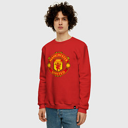 Свитшот хлопковый мужской Манчестер Юнайтед логотип, цвет: красный — фото 2