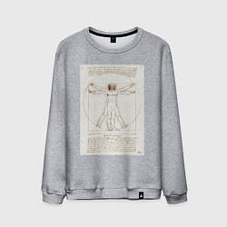 Мужской свитшот Леонардо да Винчи Витрувианский человек Приблизите