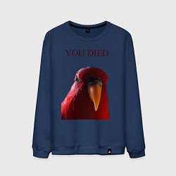Свитшот хлопковый мужской Красный попугай, цвет: тёмно-синий