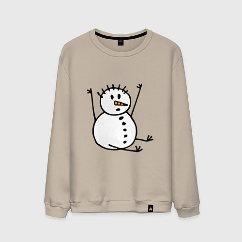 Мужской свитшот Снеговик в дудл-стиле / Миндальный – фото 1