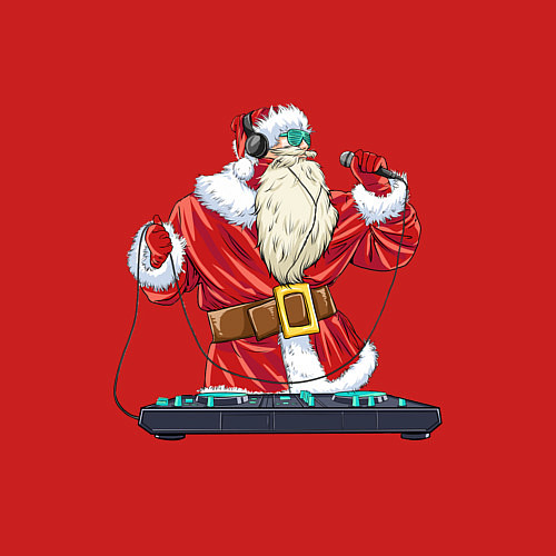 Мужской свитшот Санта музыкант / Красный – фото 3