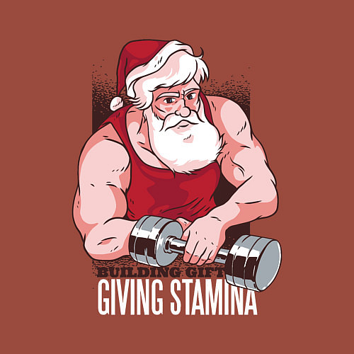 Мужской свитшот Санта качок / Кирпичный – фото 3