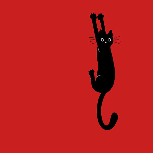 Мужской свитшот Черная кошка висит / Красный – фото 3