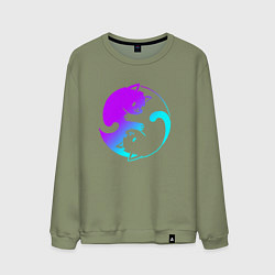 Мужской свитшот ИНЬ ЯНЬ КОТИКИ В НЕОНЕ