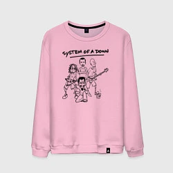 Свитшот хлопковый мужской Арт на группу System of a Down, цвет: светло-розовый