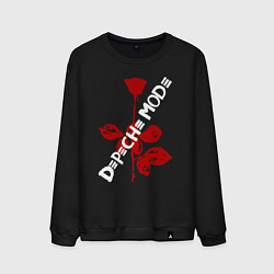 Свитшот хлопковый мужской Depeche Mode красная роза, цвет: черный