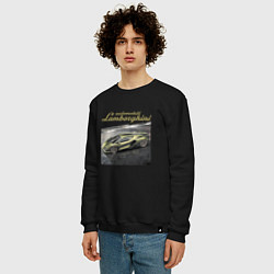 Свитшот хлопковый мужской Lamborghini Motorsport sketch, цвет: черный — фото 2