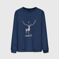 Свитшот хлопковый мужской Ночной олень, цвет: тёмно-синий