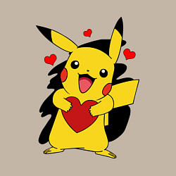 Свитшот хлопковый мужской ПИКАЧУ И СЕРДЕЧКО POKENON PIKACHU LOVE, цвет: миндальный — фото 2
