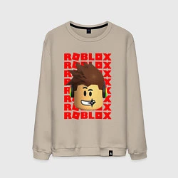 Свитшот хлопковый мужской ROBLOX RED LOGO LEGO FACE, цвет: миндальный