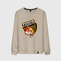 Свитшот хлопковый мужской Тигр Tiger логотип, цвет: миндальный