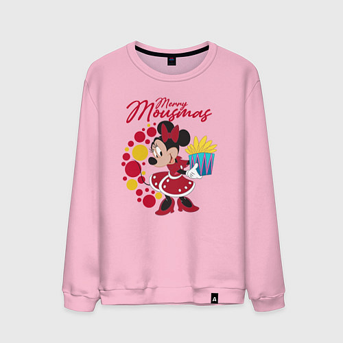 Мужской свитшот Minnie Merry Mausmas / Светло-розовый – фото 1