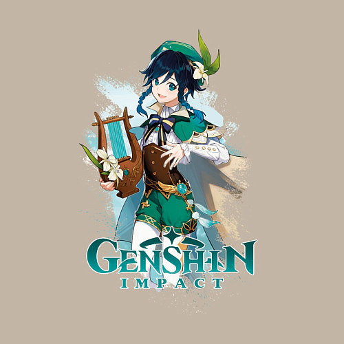 Мужской свитшот Венти Venti Genshin Impact / Миндальный – фото 3