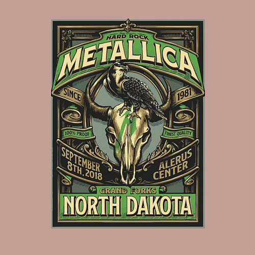 Мужской свитшот Metallica - North Dakota playbill / Пыльно-розовый – фото 3