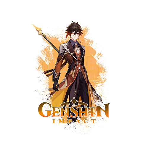 Мужской свитшот Чжун Ли Zhongli Genshin Impact / Белый – фото 3