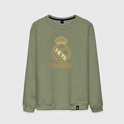 Свитшот хлопковый мужской Real Madrid gold logo, цвет: авокадо