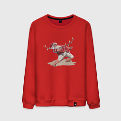 Свитшот хлопковый мужской Гавайский Санта Клаус танцует Лимбо, цвет: красный