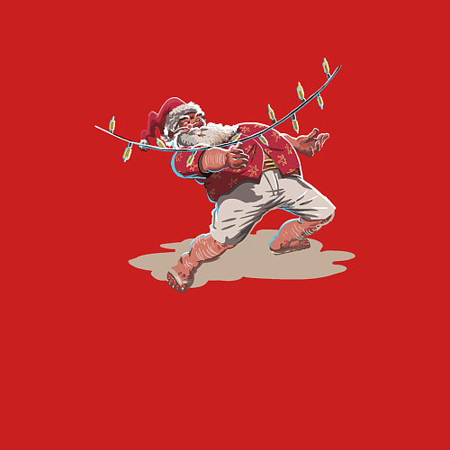 Мужской свитшот Гавайский Санта Клаус танцует Лимбо / Красный – фото 3