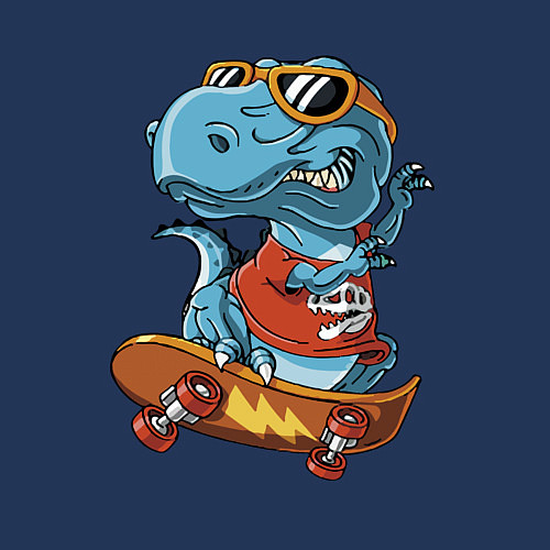 Мужской свитшот The dinosaur Skater / Тёмно-синий – фото 3