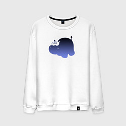 Свитшот хлопковый мужской Бегемотик фиолетовый, цвет: белый