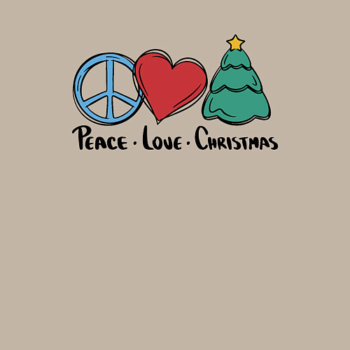 Мужской свитшот Peace Love and Christmas / Миндальный – фото 3