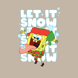 Свитшот хлопковый мужской LET IT SNOW ГУБКА БОБ, цвет: миндальный — фото 2