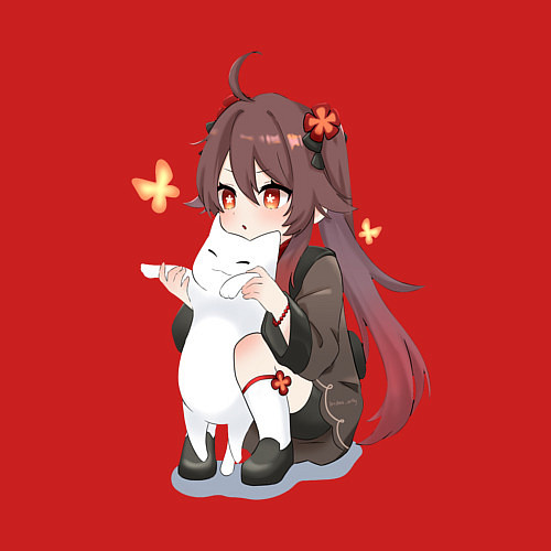 Мужской свитшот ХУ ТАО И БЕЛЫЙ КОТИК / Красный – фото 3