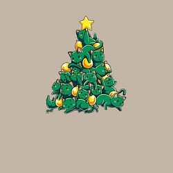 Свитшот хлопковый мужской Christmas Tree Made Of Green Cats, цвет: миндальный — фото 2