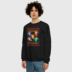 Свитшот хлопковый мужской Аксолотль рождественский свитер, цвет: черный — фото 2