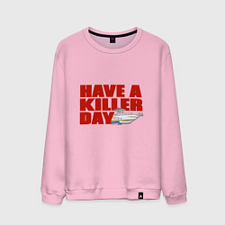 Свитшот хлопковый мужской Have A Killer Day, цвет: светло-розовый
