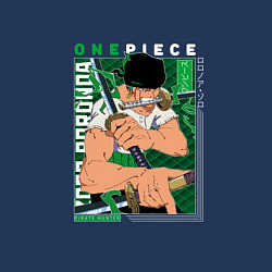 Свитшот хлопковый мужской Ван-Пис One Piece, Зоро Ророноа Zoro Roronoa с над, цвет: тёмно-синий — фото 2