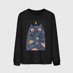 Свитшот хлопковый мужской Лунный КотЭ, цвет: черный