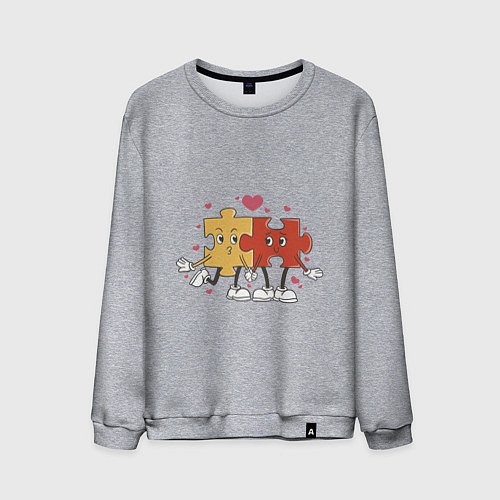 Мужской свитшот Влюбленная пара - пазлы / Меланж – фото 1