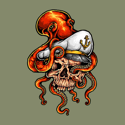 Мужской свитшот Skull cаp / Авокадо – фото 3