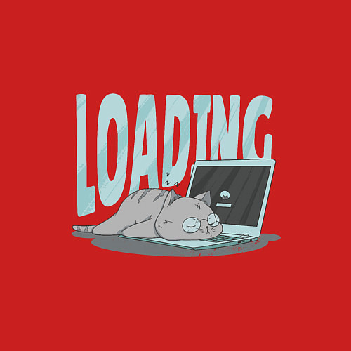 Мужской свитшот Загрузка Кот программист / Красный – фото 3