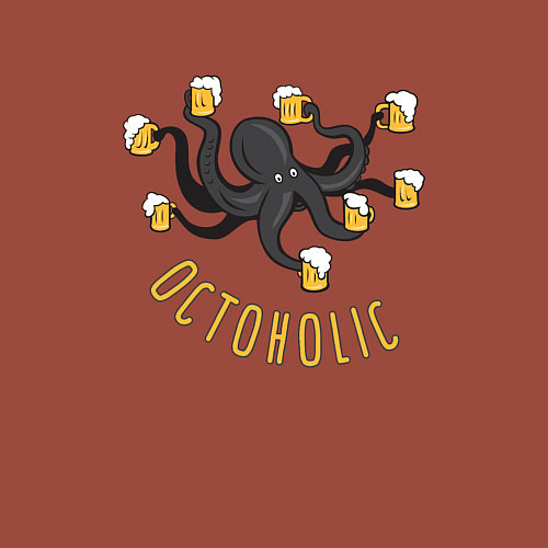 Мужской свитшот Octoholic / Кирпичный – фото 3