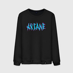 Свитшот хлопковый мужской ARCANE LEAGUE OF LEGENDS NEON LOGO, цвет: черный