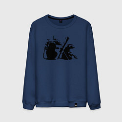 Свитшот хлопковый мужской Мыши с гранатометом Banksy, цвет: тёмно-синий